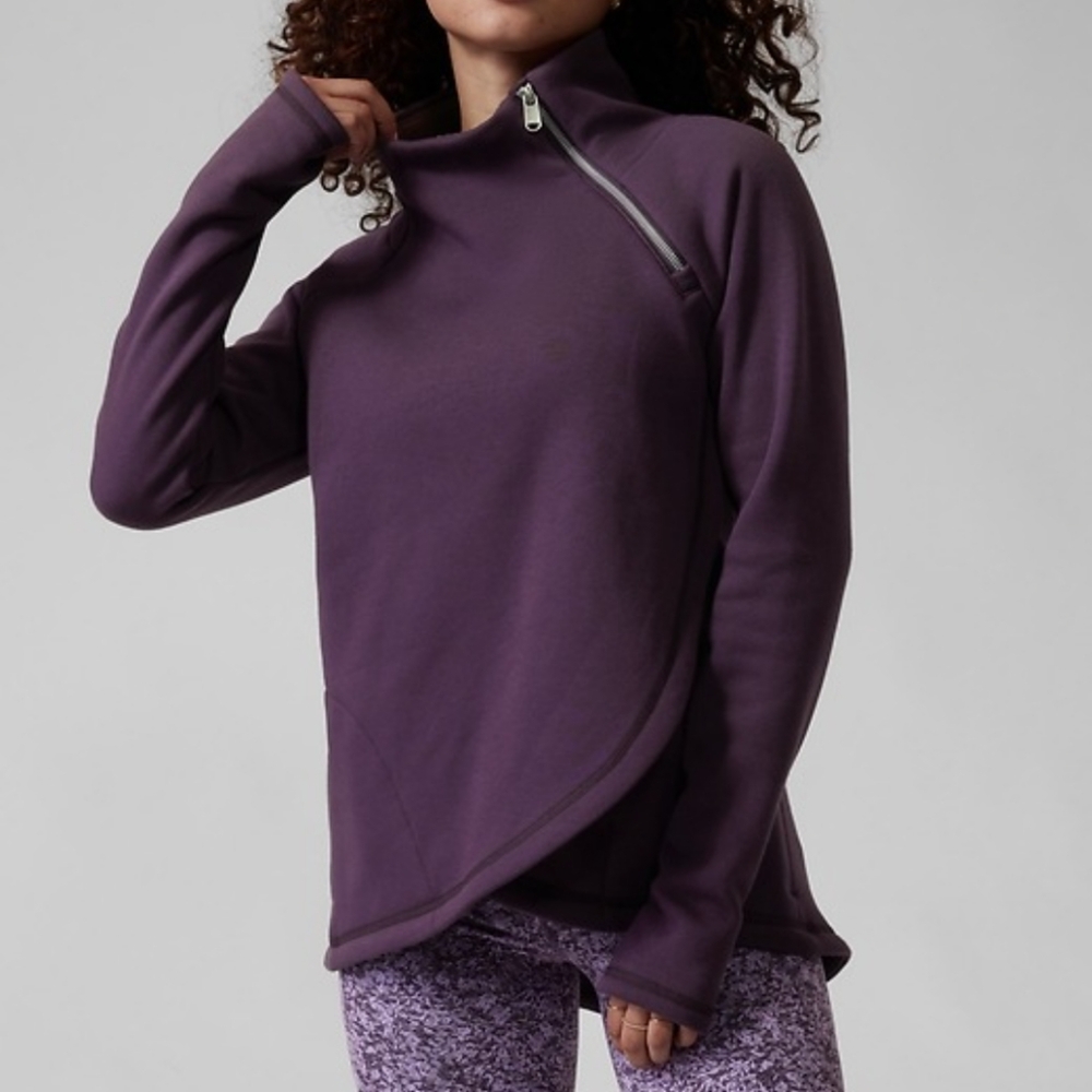 Athleta Sweatshirt Cozy Karma Asym‎ Pullover Purple Womens Size M